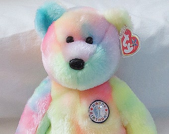 1999 B.b Birthday Bear Rainbow B-day Ty Beanie Baby Retired MWMT 10th Gen for sale online 