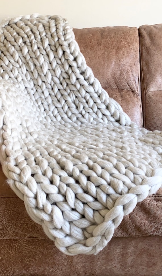 Vegan chunky knit blanket deals