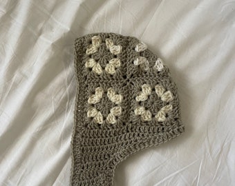 Grey Slip on Crochet Balaclava Bonnet