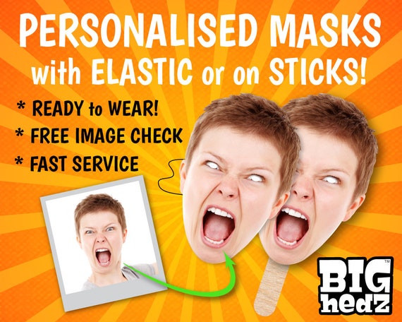 Life-size STAG DO HEN NIGHT PART Card 5 PERSONALISED FACE MASKS custom BIG A3 
