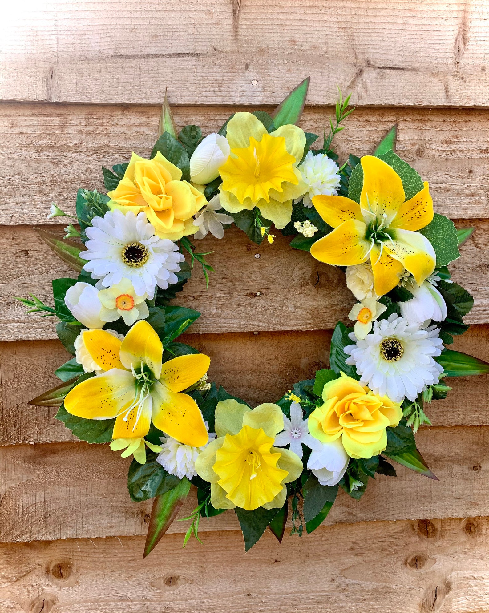 Yellow Artificial Luxury Spring Wreath front door home Etsy
