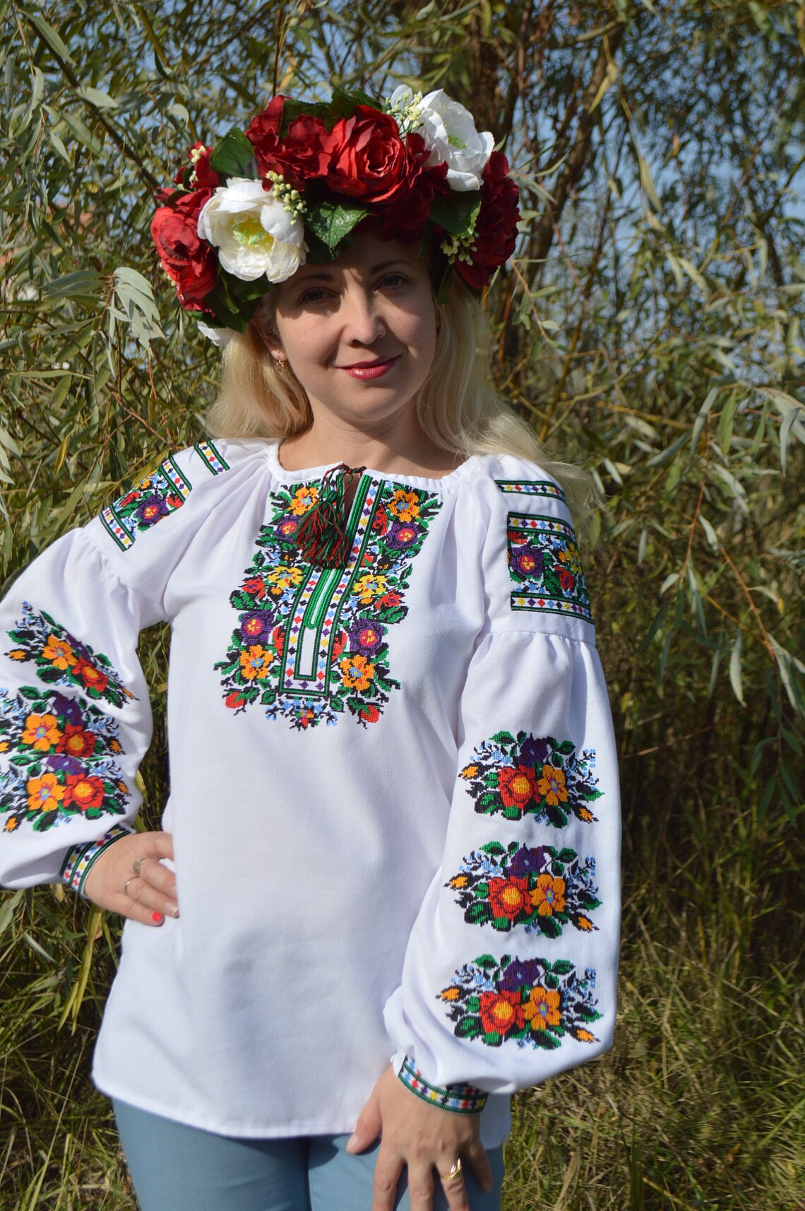 Elegant Slavic Blouse women Ukrainian Folk Embroidered Etsy