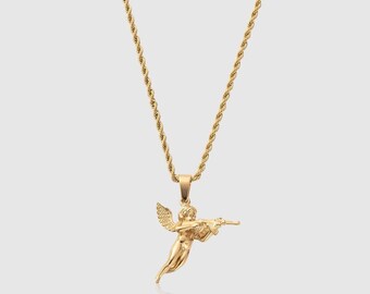 INRENG Mens Stainless Steel Pistol Handgun Pendant Necklace with Free Link Chain Army Style INRENG Mens Stainless Steel Pistol Handgun Pendant Necklace with Free Link Chain Army Style