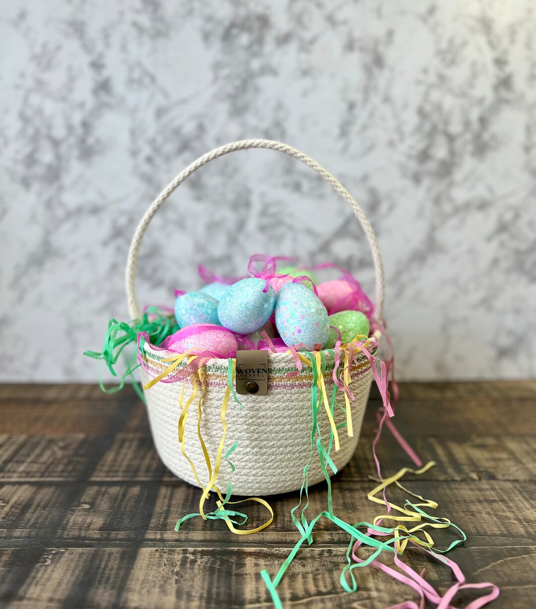 Handcrafted Rope Easter Basket for Kids, Natural Color Easter Basket