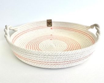 Rope tray with handles for entryway table, small items organizer, catch all