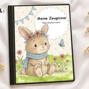 Pochette de certificat | Chemise postale | Classeur | Couverture numérique personnalisable | Format DIN A4 | Lapin 01 | Téléchargement instantané