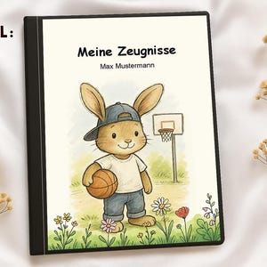 Pochette de certificat | Chemise postale | Classeur | Couverture numérique personnalisable | Format DIN A4 | Lapin 01 | Téléchargement instantané