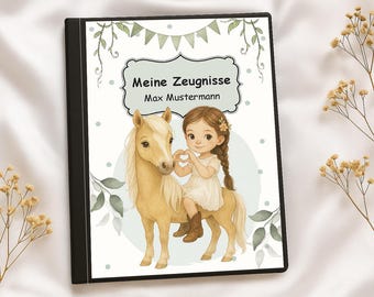 Certificate folder | Postal folder | Binder | Customizable digital cover sheet | DIN A4 format | Girl 003 | Instant download