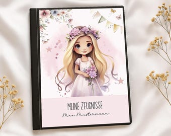 Certificate folder | Postal folder | Binder | Customizable digital cover sheet | DIN A4 format | Girl 001 | Instant download