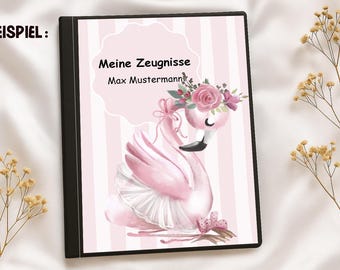 Certificate folder | Postal folder | Binder | Customizable digital cover sheet | DIN A4 format | Flamingo 01 | Instant download
