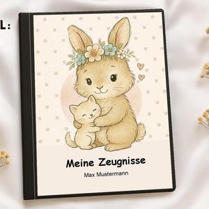 Pochette de certificat | Chemise postale | Classeur | Couverture numérique personnalisable | Format DIN A4 | Lapin 01 | Téléchargement instantané