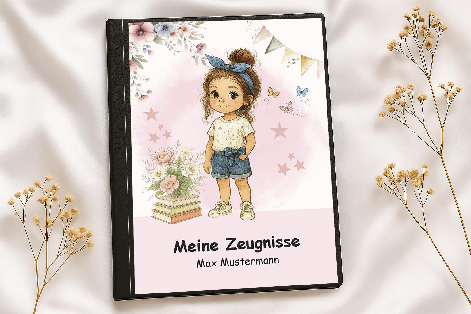 Certificate folder | Postal folder | Binder | Customizable digital cover sheet | DIN A4 format | Girl 003 | Instant download