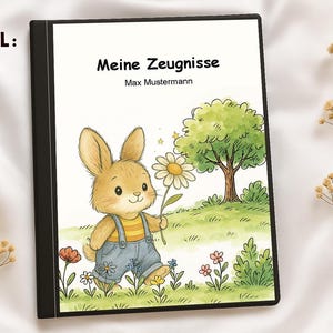 Pochette de certificat | Chemise postale | Classeur | Couverture numérique personnalisable | Format DIN A4 | Lapin 01 | Téléchargement instantané