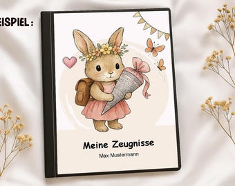 Certificate folder | Postal folder | Binder | Customizable digital cover sheet | DIN A4 format | Rabbit 01 | Instant download