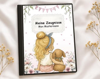 Certificate folder | Postal folder | Binder | Customizable digital cover sheet | DIN A4 format | Girl 003 | Instant download