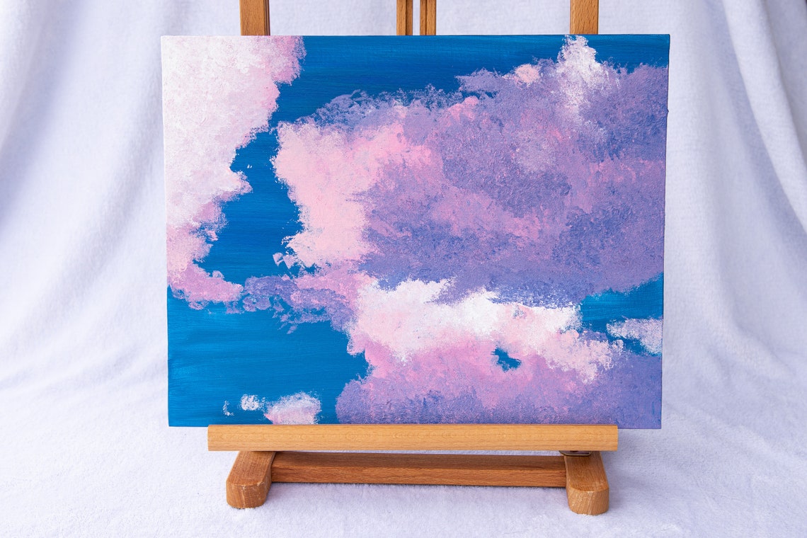 Cotton Candy Clouds Original Painting Etsy UK