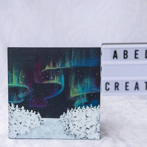 Aurora Borealis Original Painting on Wood