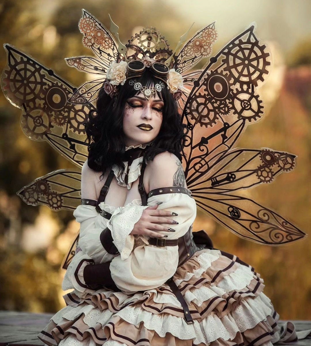 Steampunk Fairy Faerie Wings With Leather or Metal and Gears
