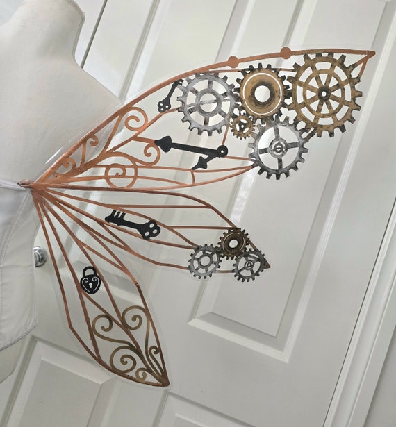 Steampunk Fairy Faerie Wings With Leather or Metal and Gears