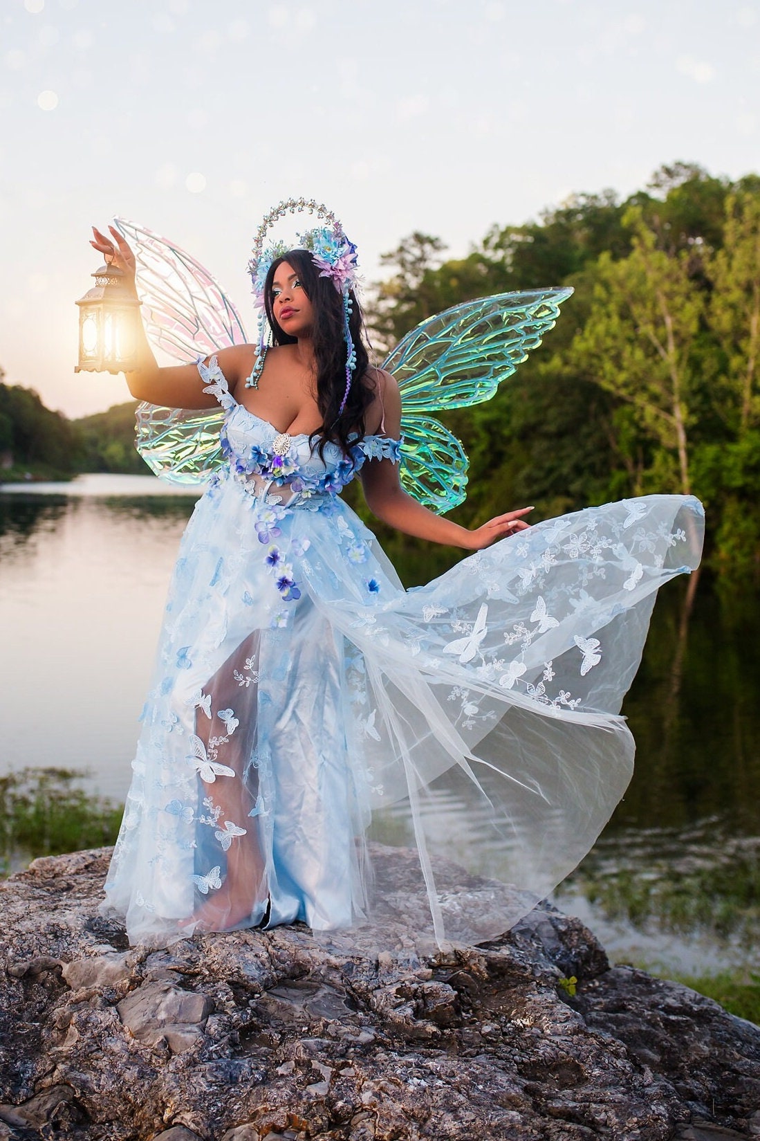 glitter fairy dress Gothic Glitter Blue Princess Tulle Prom Dress, Blue Long Evening Prom –  Simplepromdress