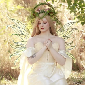 Adult Fairy wings nature leaf costume iridescent image 3