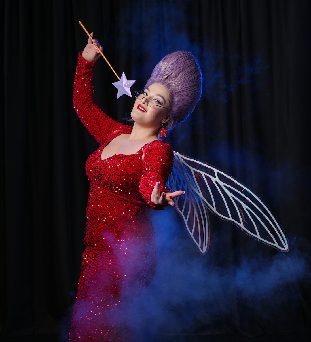 fairy godmother red dress shrek Charcoal Grey Drop Waist Mini Dress main image 0