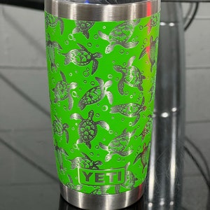 24oz 270 Sea Turtle Design Laser Engraved on Yeti Mug With Magslide Lid.  Dishwasher Safe. 