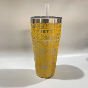 Yeti 26oz Straw Alpine Yellow Sunflower - Laser Engraved 360 degree