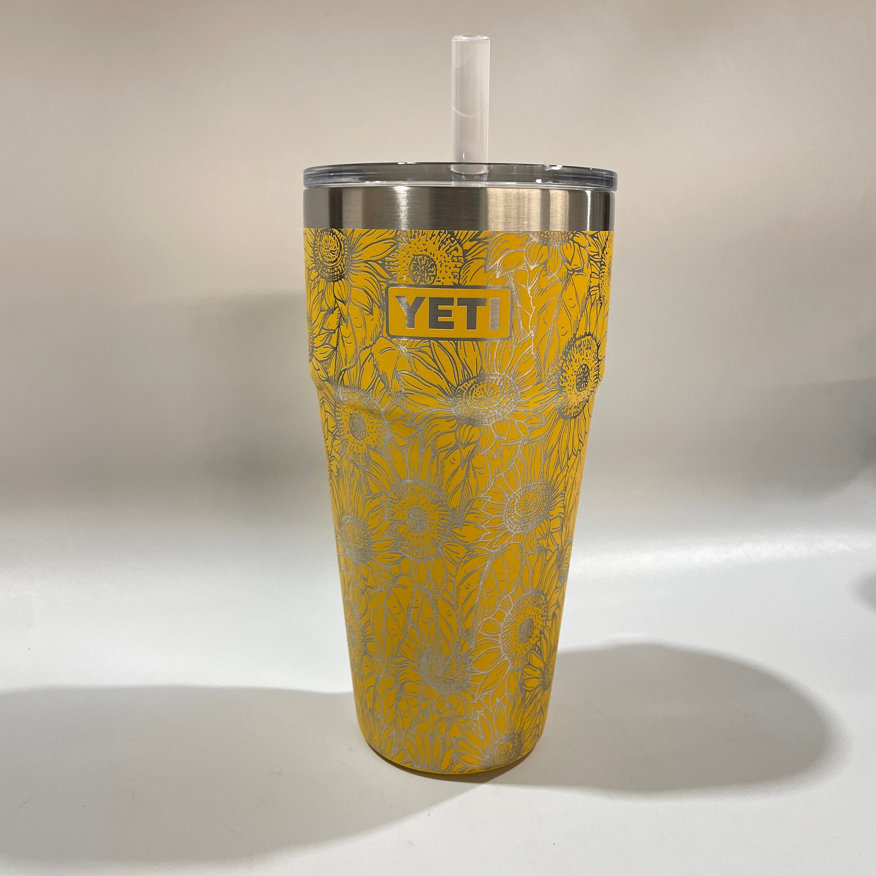 Yeti 26oz Straw Alpine Yellow Sunflower Laser Engraved 360 Degree 