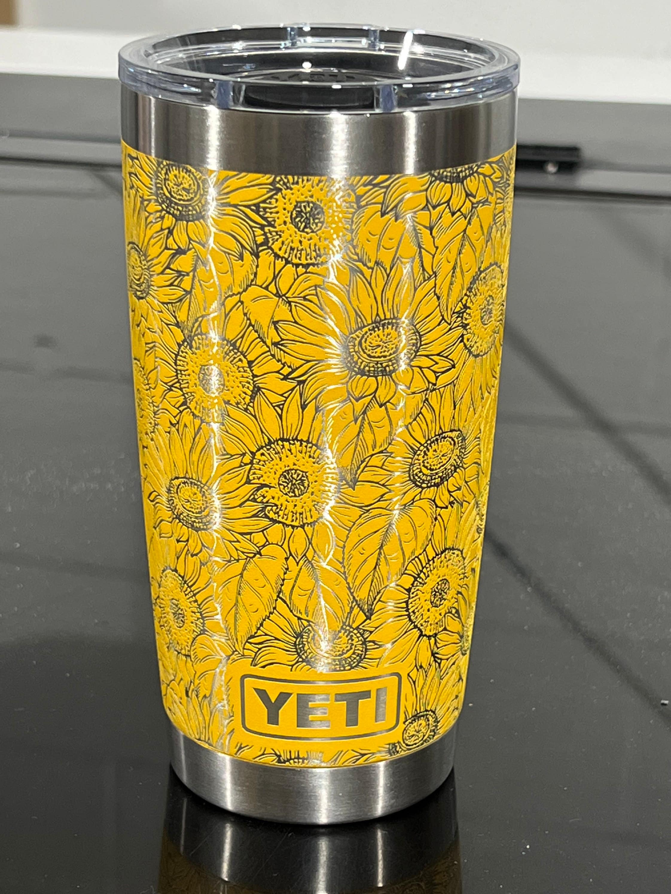 Yeti 20oz Alpine Yellow Sunflower Laser Engraved 360 Degree 