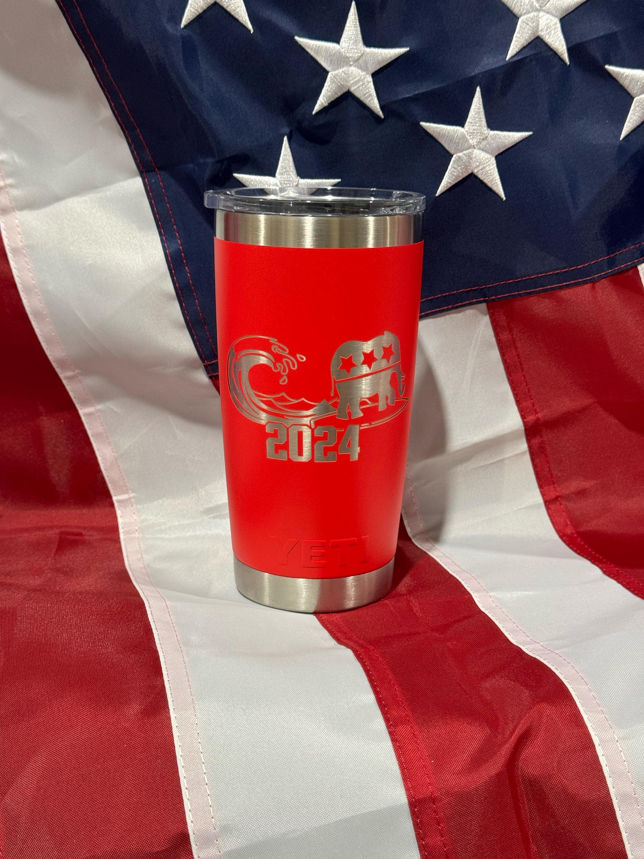 Red Wave - MAGA - American - Trump : 20oz Laser Engraved Yeti