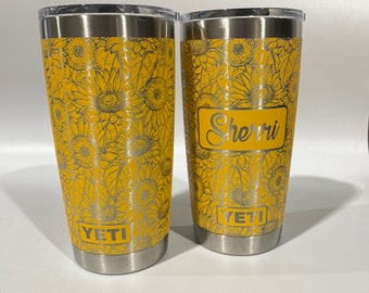 Yeti 20oz Alpine Yellow Sunflower - Laser Engraved 360 degree