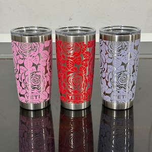Yeti 20oz Rose Design (with/without name) - Laser Engraved 360 degree