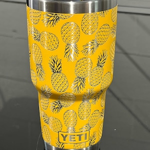 Yeti 20oz or 30oz Alpine Yellow Pineapple - Laser Engraved 360 degree