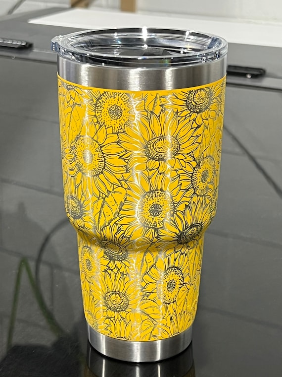 Yeti 30oz Rambler in Alpine Yellow with our signature Sunflower Wrap!