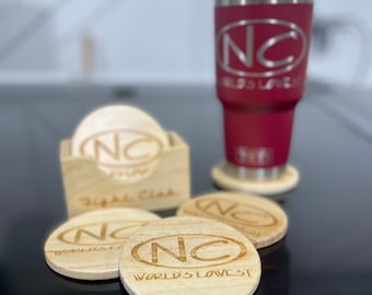 Custom Laser Engraved Wood Coasters- Set of 6