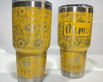 Yeti 30oz Alpine Yellow Sunflower - Laser Engraved 360 degree