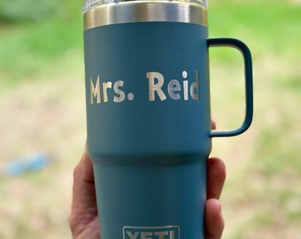 CBK Custom Laser Engraved 25oz YETI Rambler Mug with Straw Lid – Curated by  Kayla