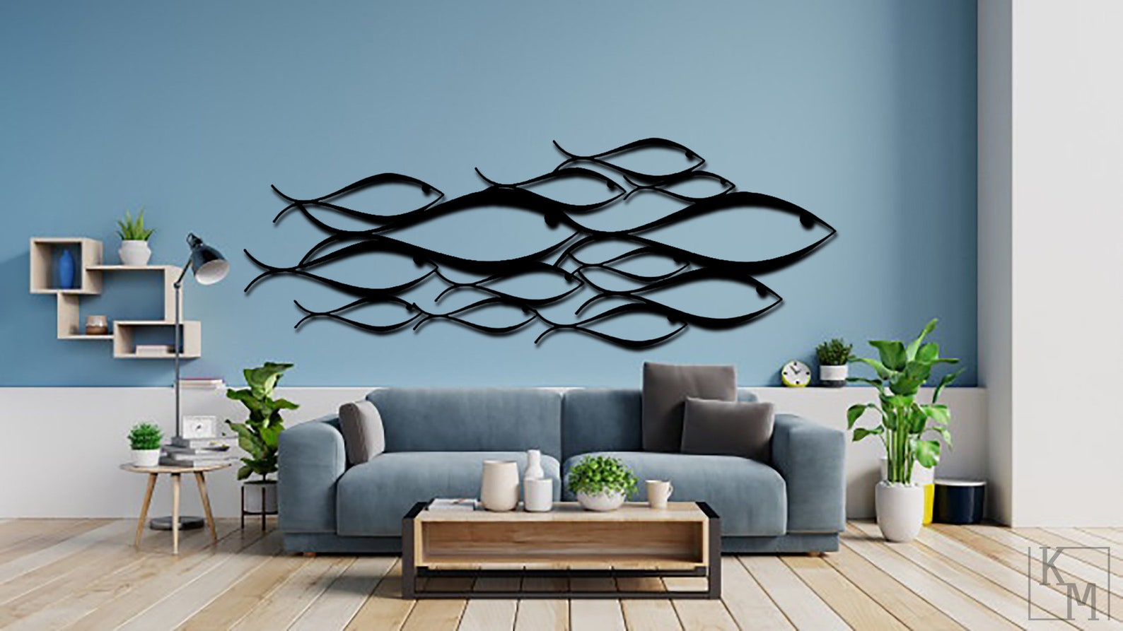 School of Fish Metal Wall Art Metal Wall Sign Gift Living | Etsy