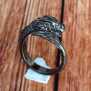 Handcrafted Dragon 925 Sterling Silver Ring: Fantasy Jewelry