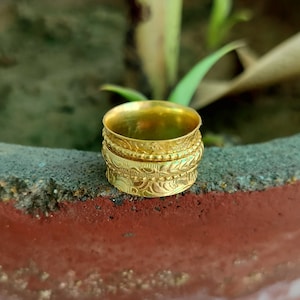 Spinner Gold Band Ring Unique Band Ring For Gifts Anxiety Ring, Sterling Silver Ring, Meditation Ring, Thumb Ring Fidget Ring Love Spin Ring