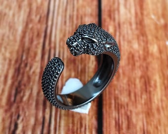 Black Panther Ring: Handcrafted 925 Sterling Silver Animal Jewelry