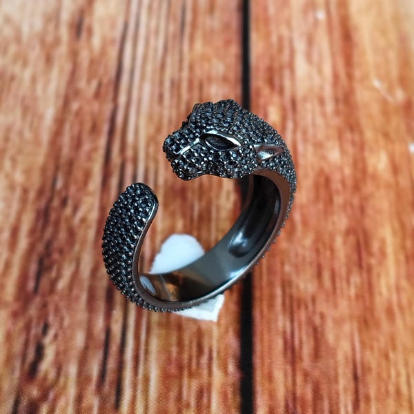 Black Panther Ring: Handcrafted 925 Sterling Silver Animal Jewelry