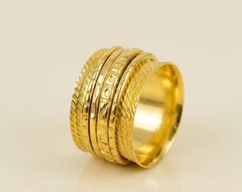 Gold Fidget Spinner Ring: Brass Anxiety Stress Ring