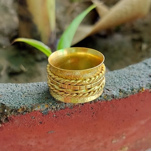 Gold Fidget Spinner Ring: Brass Anxiety Stress Ring