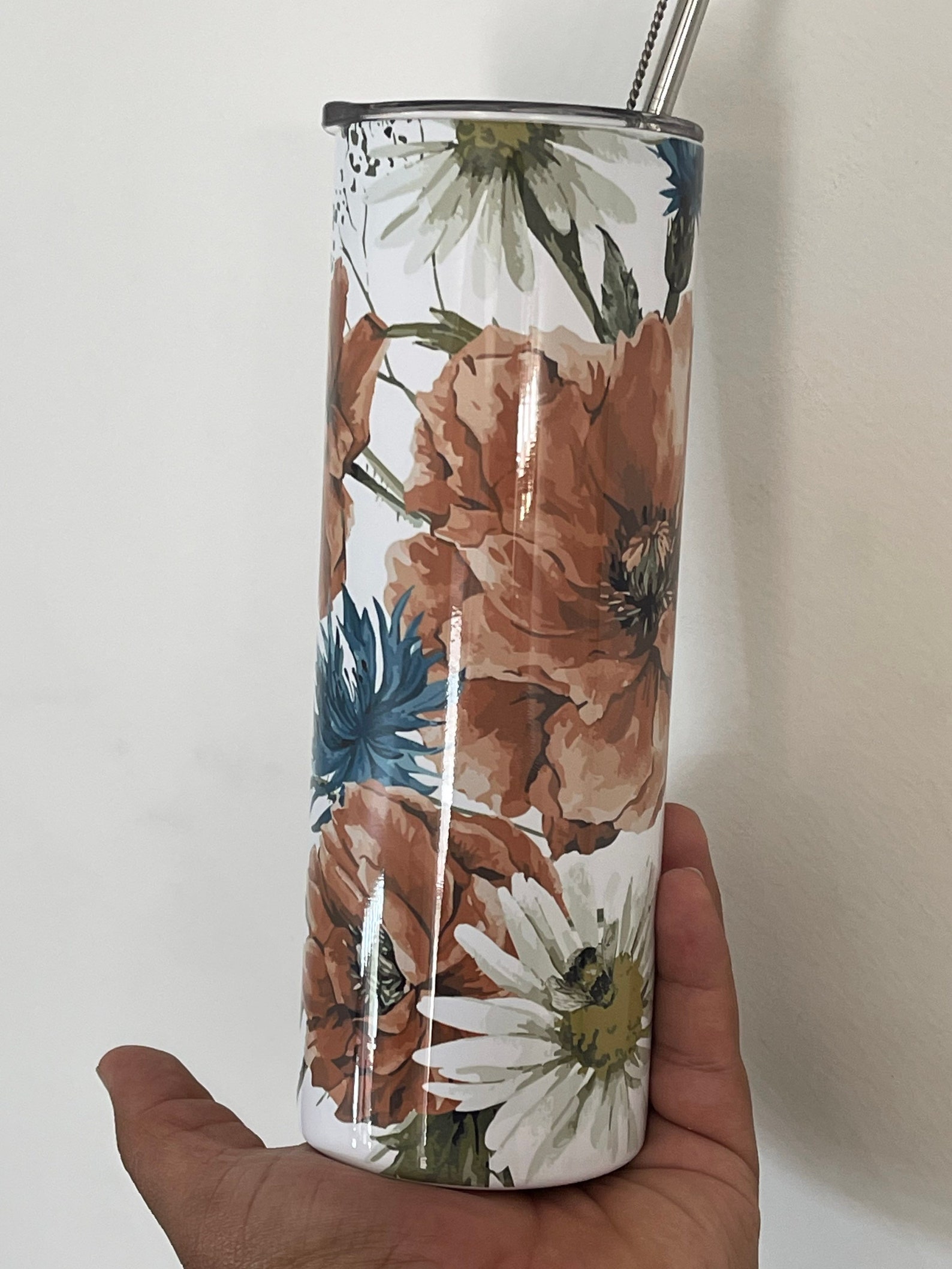 Beautiful tumbler with flowers Etsy