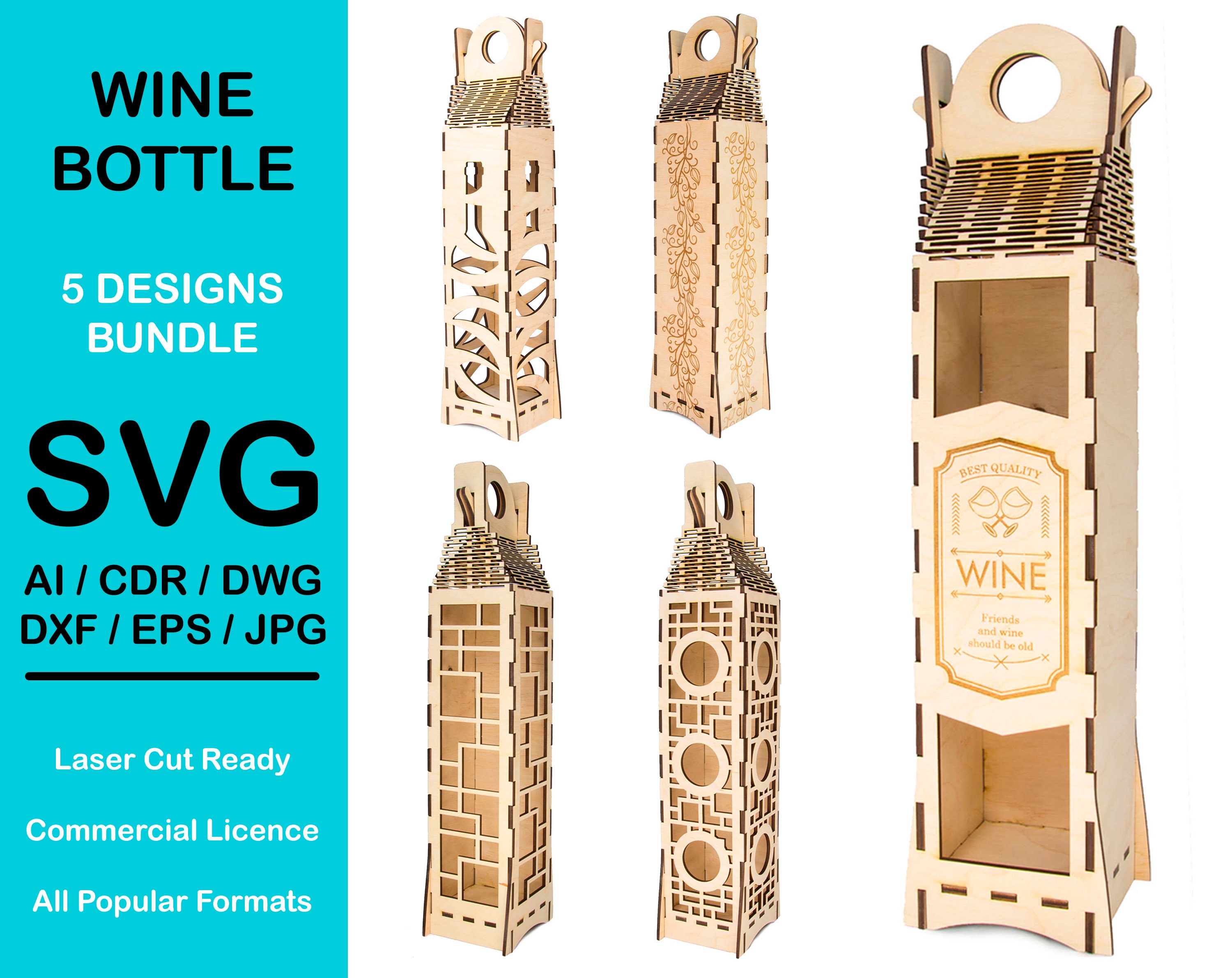 Wine Bottle Box Laser Cut Ready Svg File Digital Download Etsy