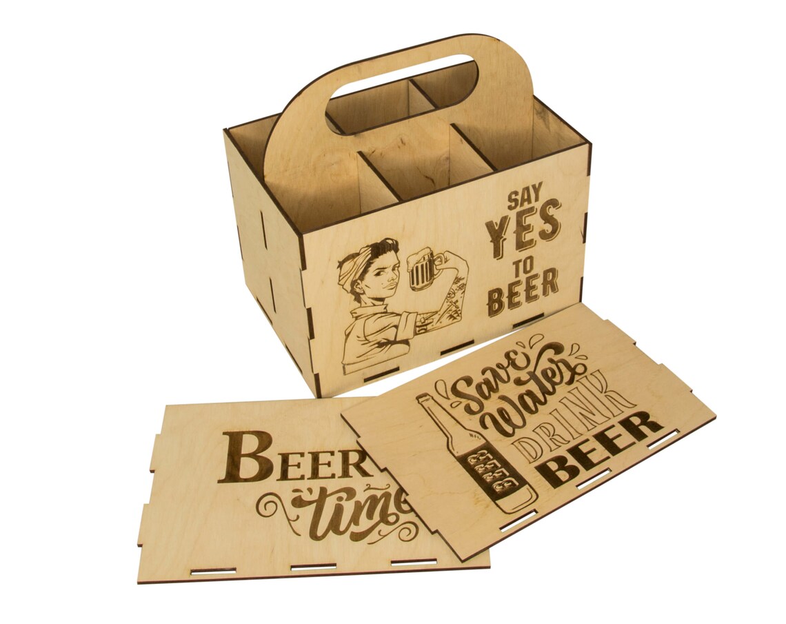 Beer Bottle Box Beer Can Holder Laser Cut Ready Svg File Etsy UK