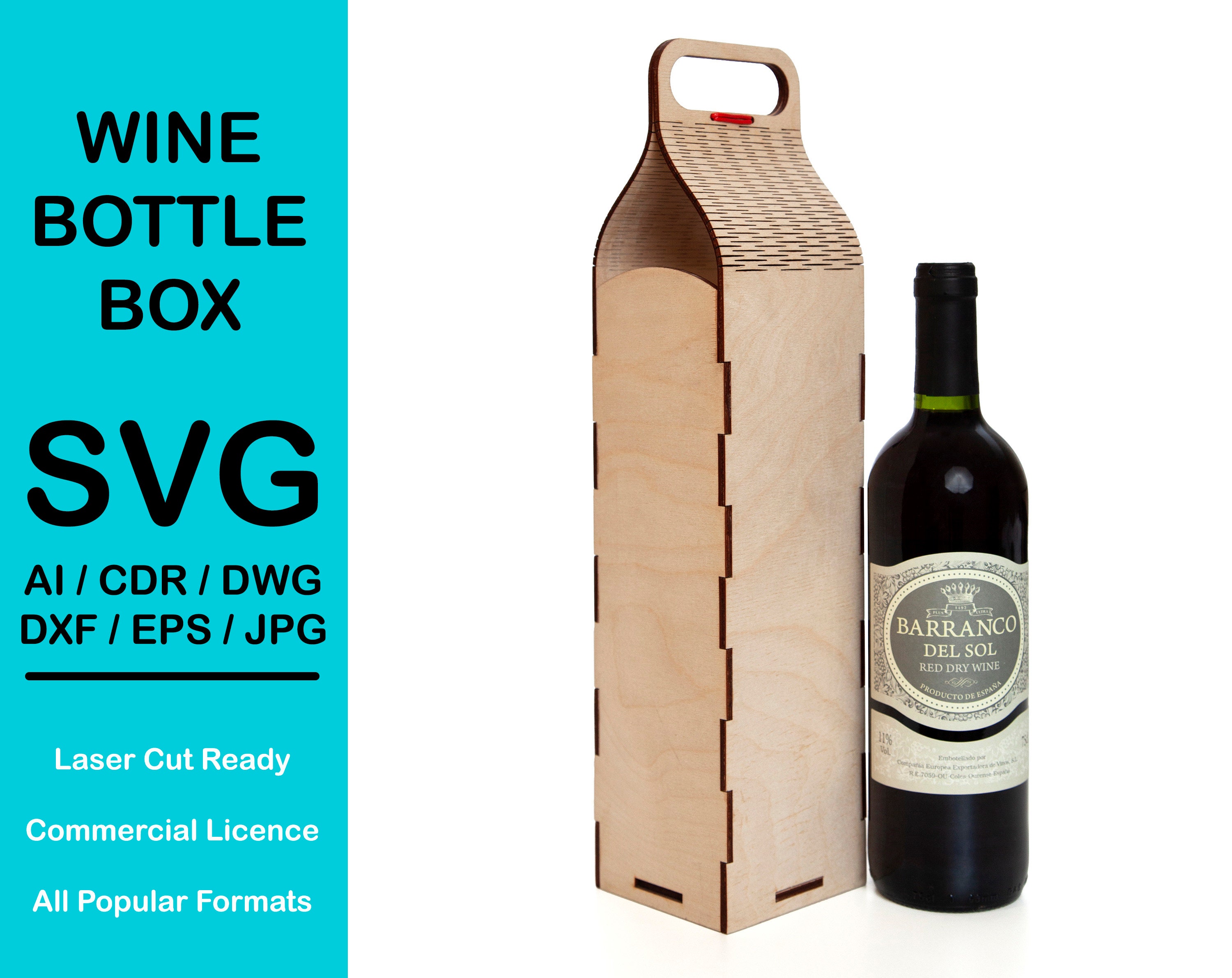 Wine Bottle Box Laser Cut Ready Svg File Digital Download Etsy Australia