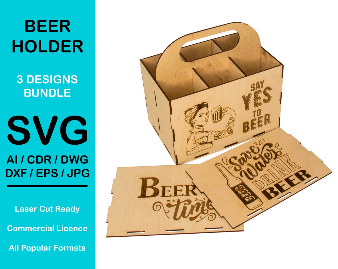 Beer Bottle Box Beer Can Holder Laser Cut Ready svg file Etsy